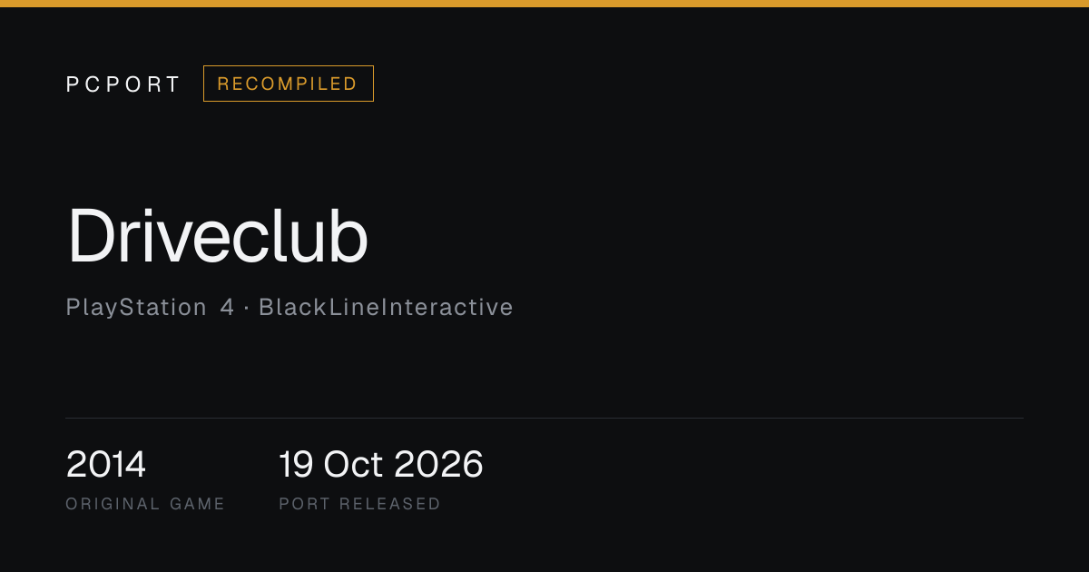 Driveclub PC Port — Recompiled | PCPort